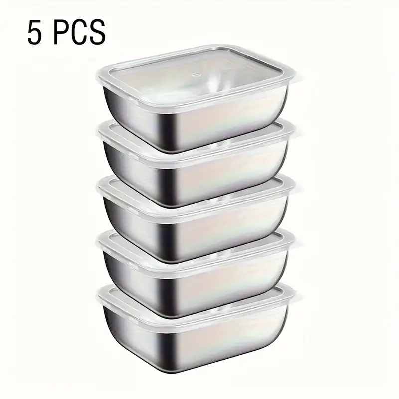 Meal Prep Lunch Boxes - 5-Piece Stainless Steel Food Storage Containers,