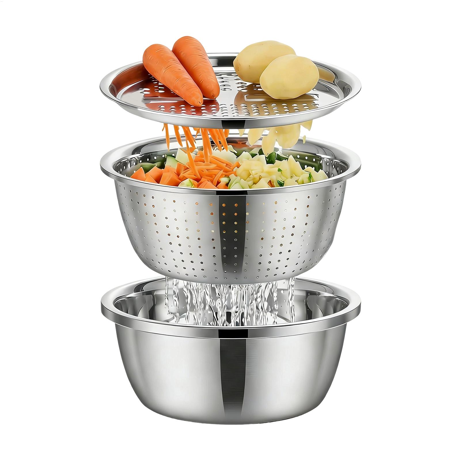 Meal Prep With Rice - Stainless Steel Colander Strainer Basin 26cm