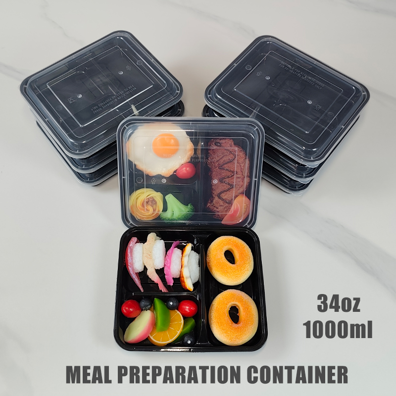 Meal Prep Lunch - 3-Compartment 34 Oz/1000 Ml, 12/35 Pieces,
