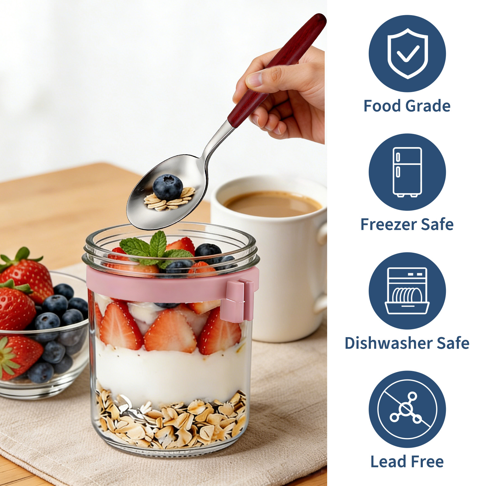 16oz Overnight Oats Jars with  - Meal Prep Overnight Oats 评论和价格