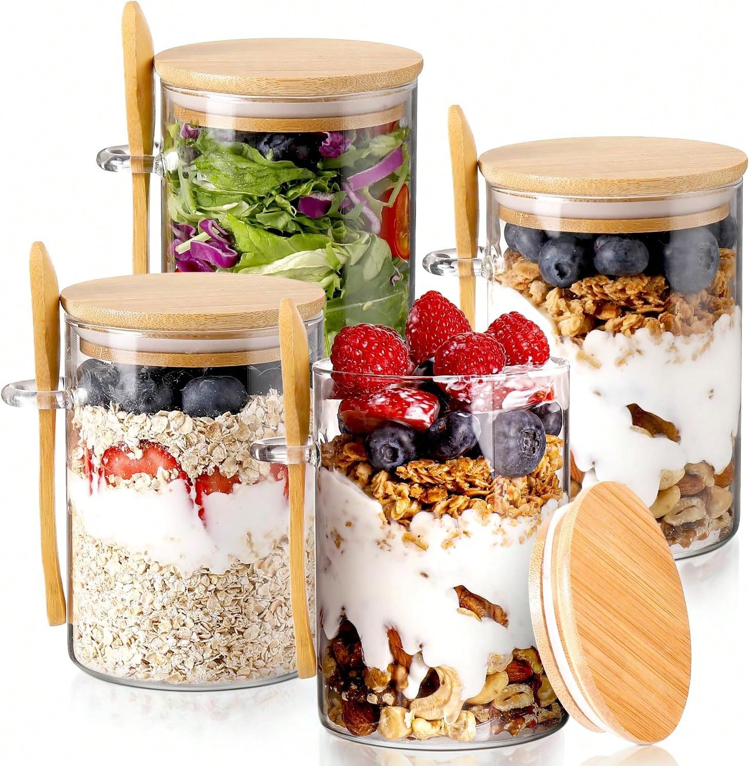 4 Pack Overnight Oats Jars Mod - Meal Prep Overnight Oats 评论和价格