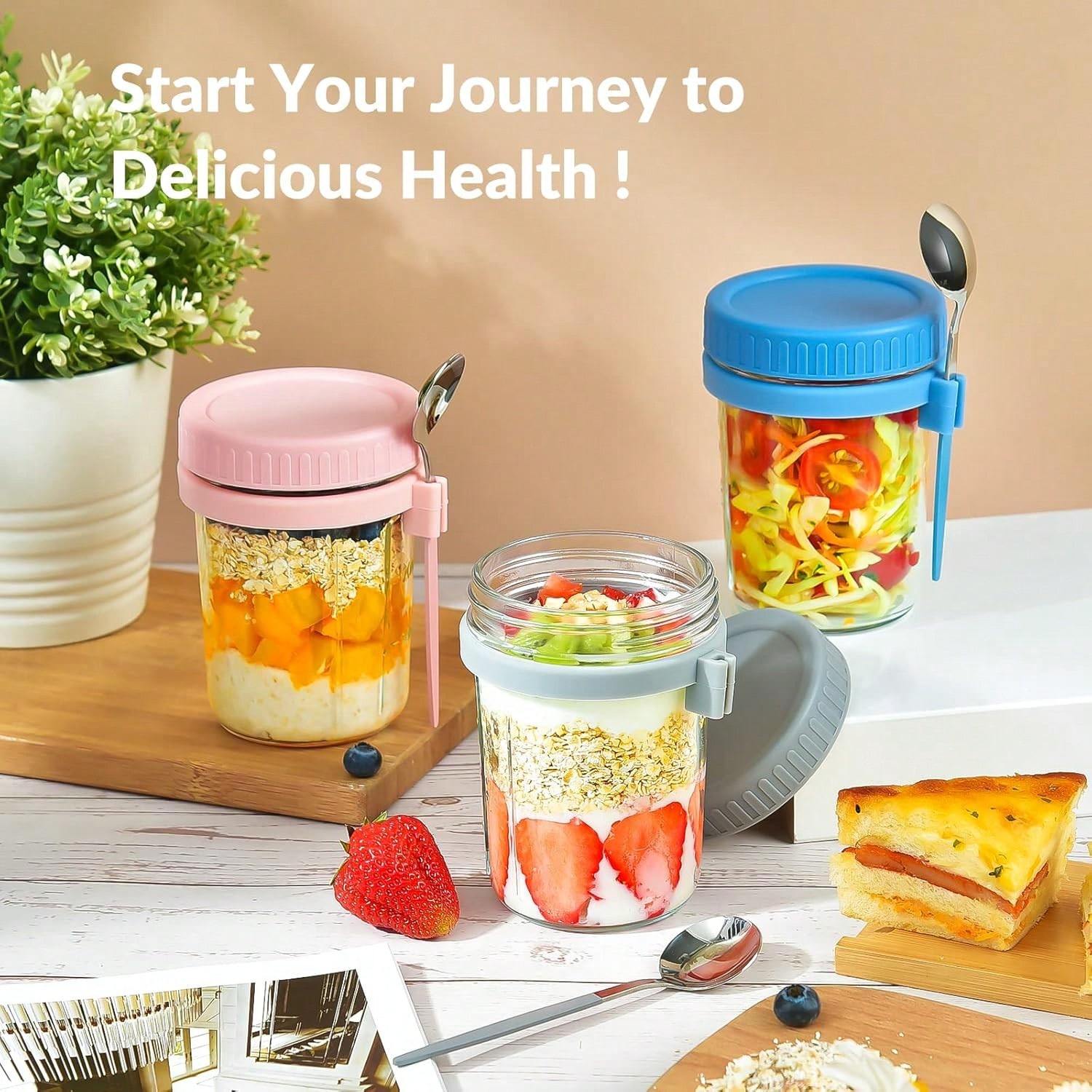 4 Pack Overnight Oats Containe - Meal Prep Overnight Oats 评论和价格