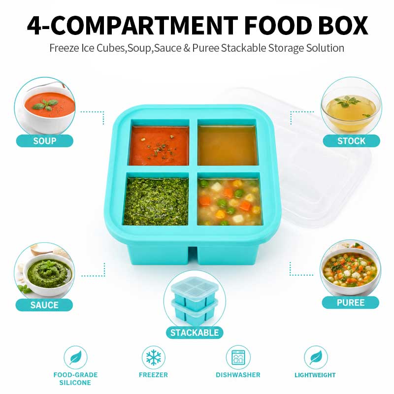 Silicone 4-Compartment Food St - Meal Prep Easy 评论和价格