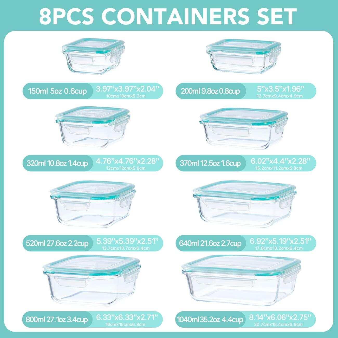 16pcs Sealed Glass Food Storag - Meal Prep Lunch Boxes 评论和价格
