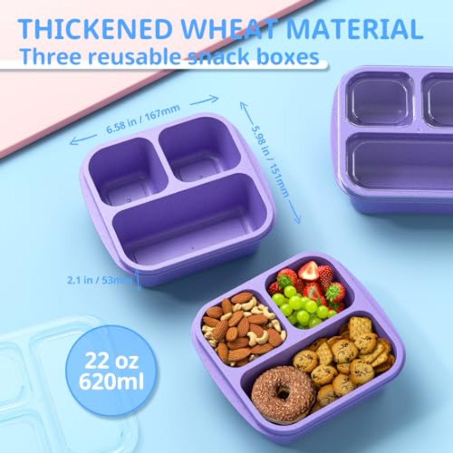 Snack Boxes 3 Pack - Stackable - Meal Prep Lunch 评论和价格