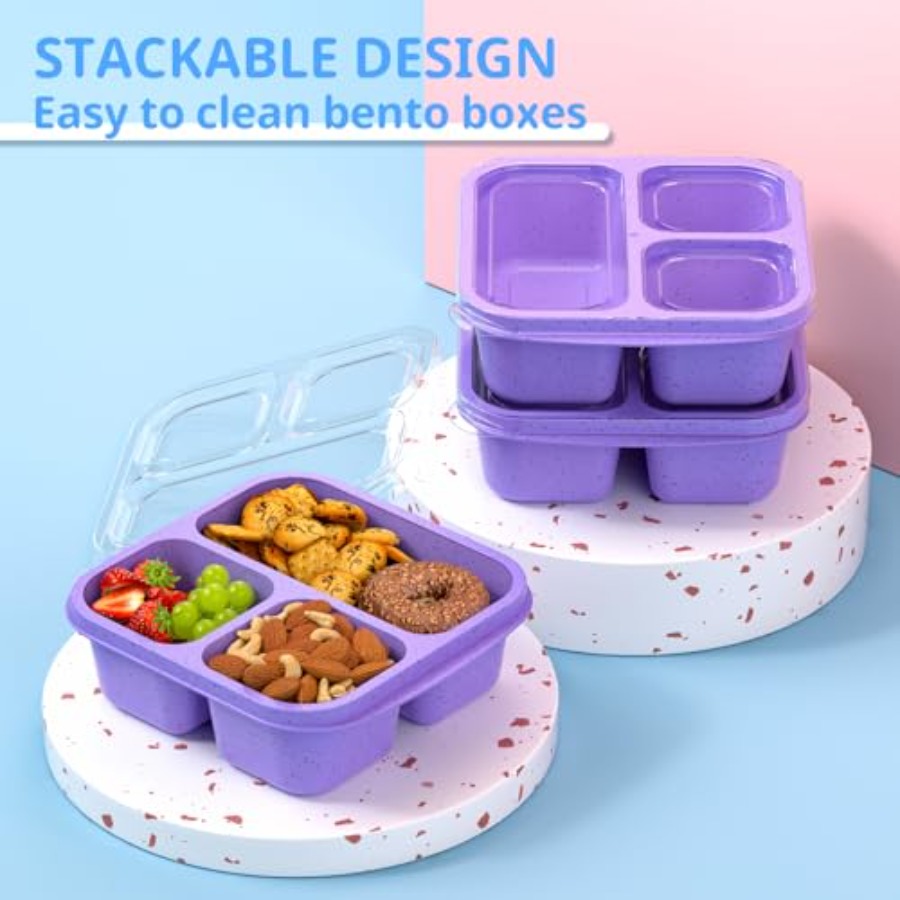 Snack Boxes 3 Pack - Stackable - Meal Prep Lunch 评论和价格