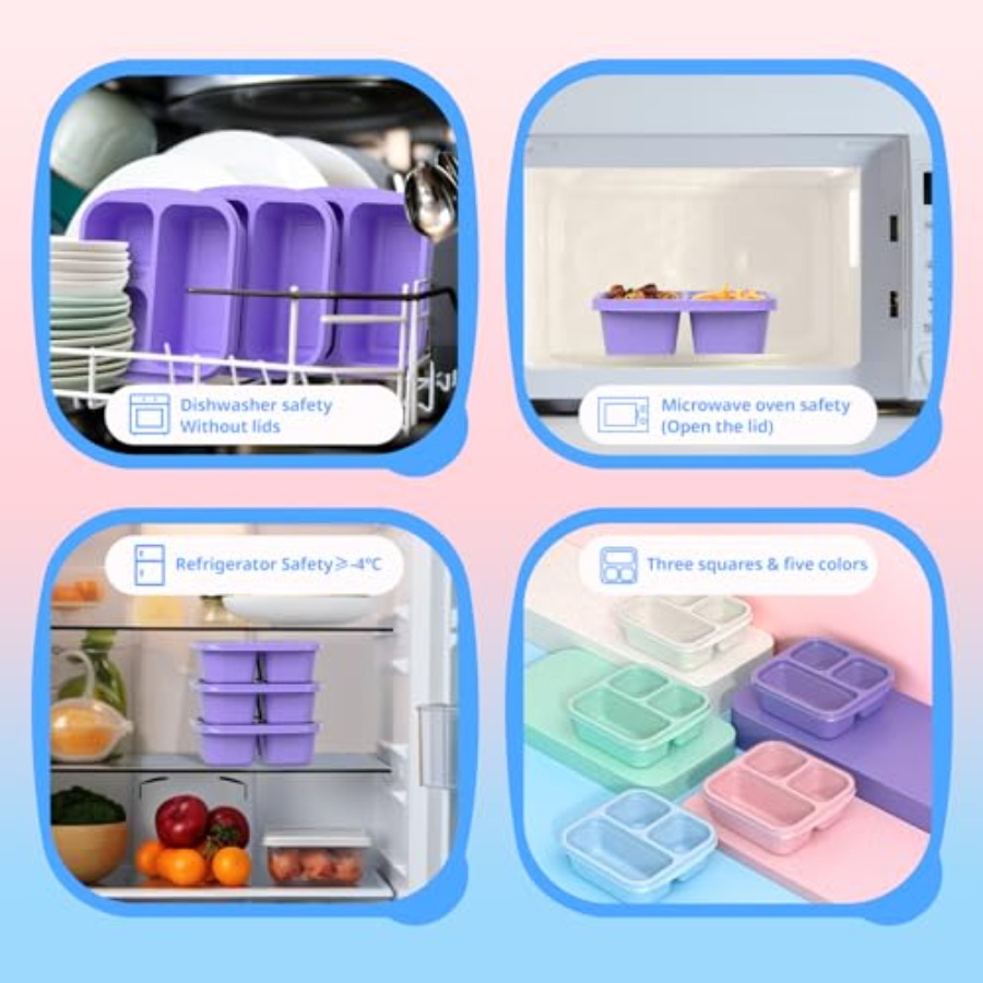 Snack Boxes 3 Pack - Stackable - Meal Prep Lunch 评论和价格