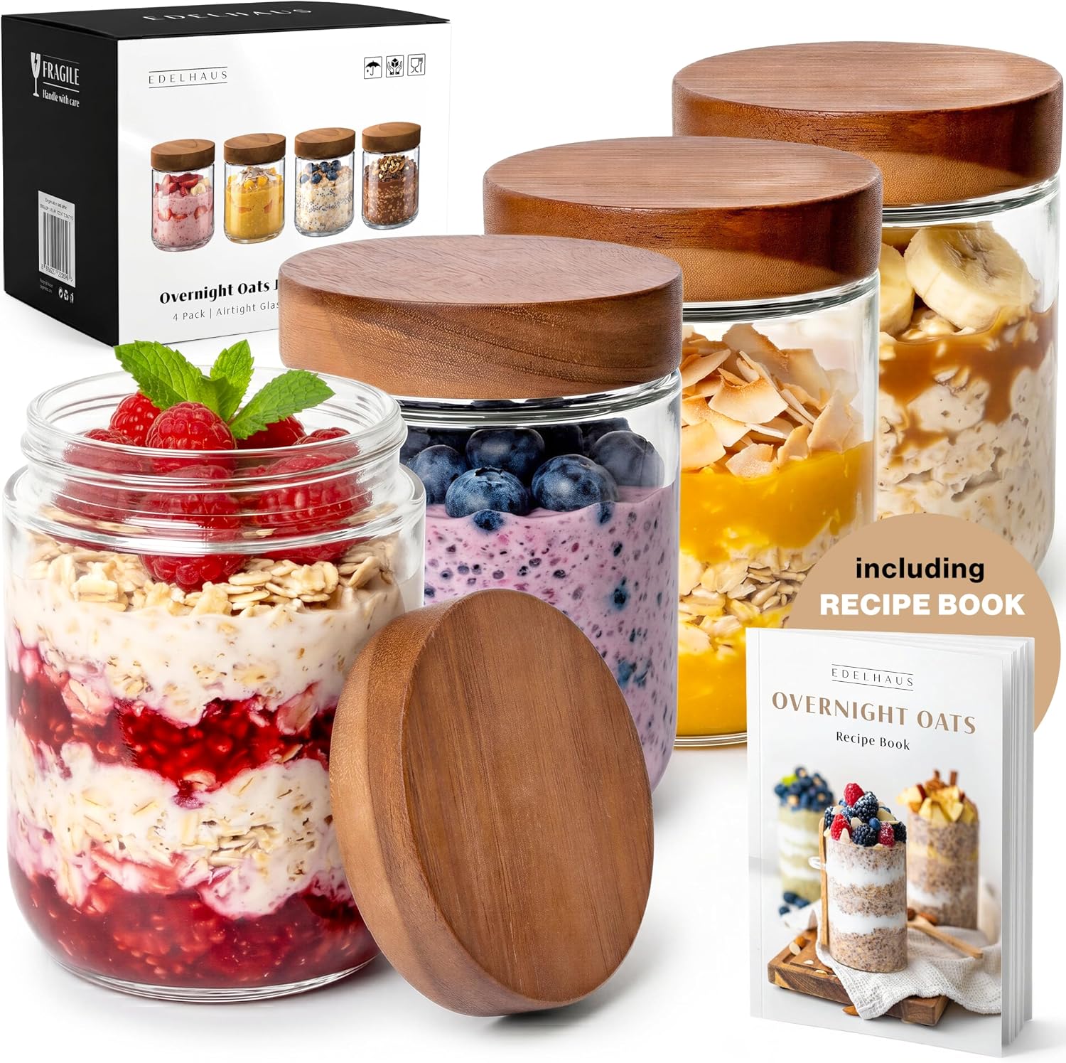 16oz Glass Meal Prep Jars with - Meal Prep Overnight Oats 评论和价格