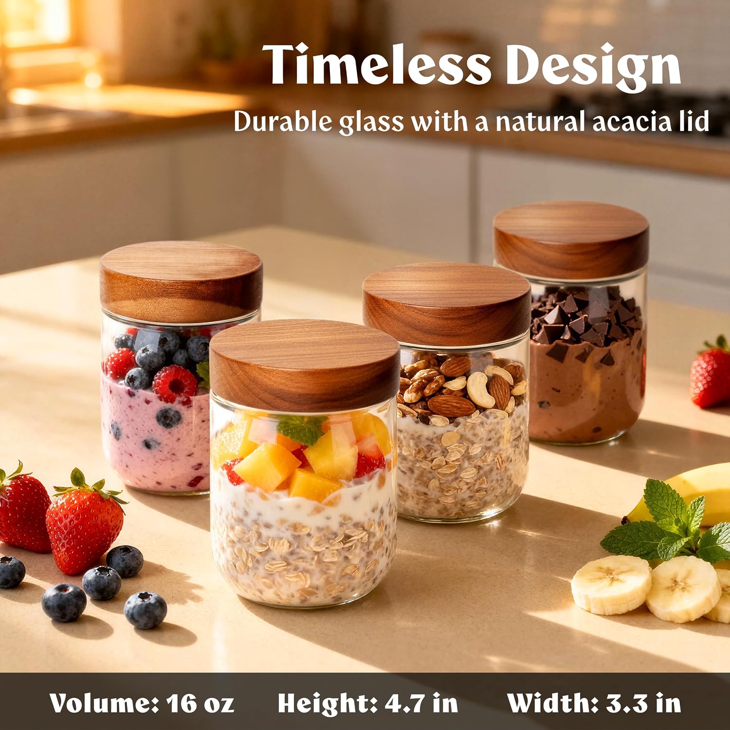 16oz Glass Meal Prep Jars with - Meal Prep Overnight Oats 评论和价格