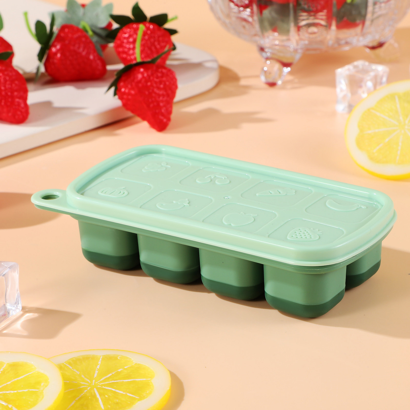 Silicone Ice Cube Tray with Li - Meal Prep Easy 评论和价格