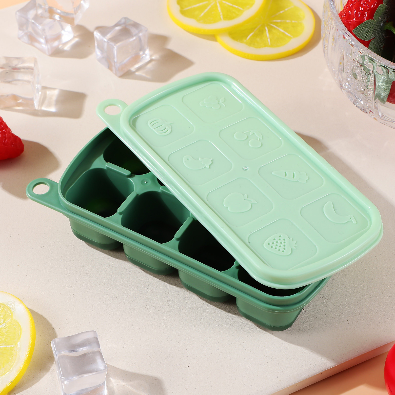 Silicone Ice Cube Tray with Li - Meal Prep Easy 评论和价格