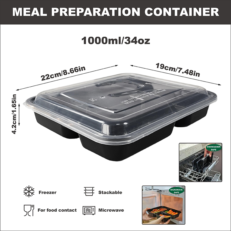3-Compartment 34 Oz/1000 Ml, 1 - Meal Prep Lunch 评论和价格